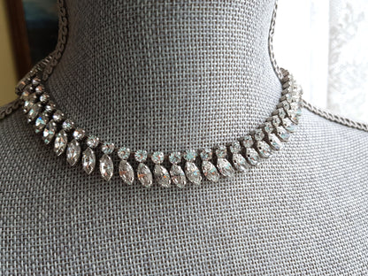 GORGEOUS Collarette Necklace,Brilliant Austrian Crystal Glass Necklace, Top Quality, Gala Evening, Bridal Jewelry, Mid Century Vintage Jewelry