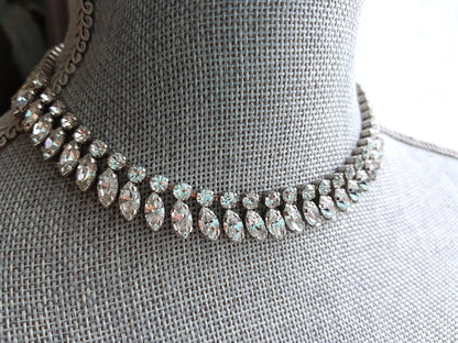 GORGEOUS Collarette Necklace,Brilliant Austrian Crystal Glass Necklace, Top Quality, Gala Evening, Bridal Jewelry, Mid Century Vintage Jewelry