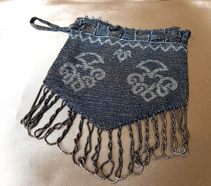 GORGEOUS 1920s Art Deco FRENCH Metal Beaded Purse Bag Lovely Micro Beads Shimmering Silver Gold Flapper Era Collectible Antique Purses