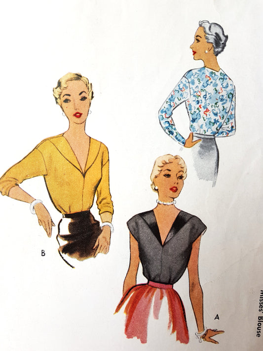 1950s GLAMOROUS Evening  or Day Blouse Pattern McCALL 8264 Two Lovely Versions, Bust 32 Vintage Sewing Pattern