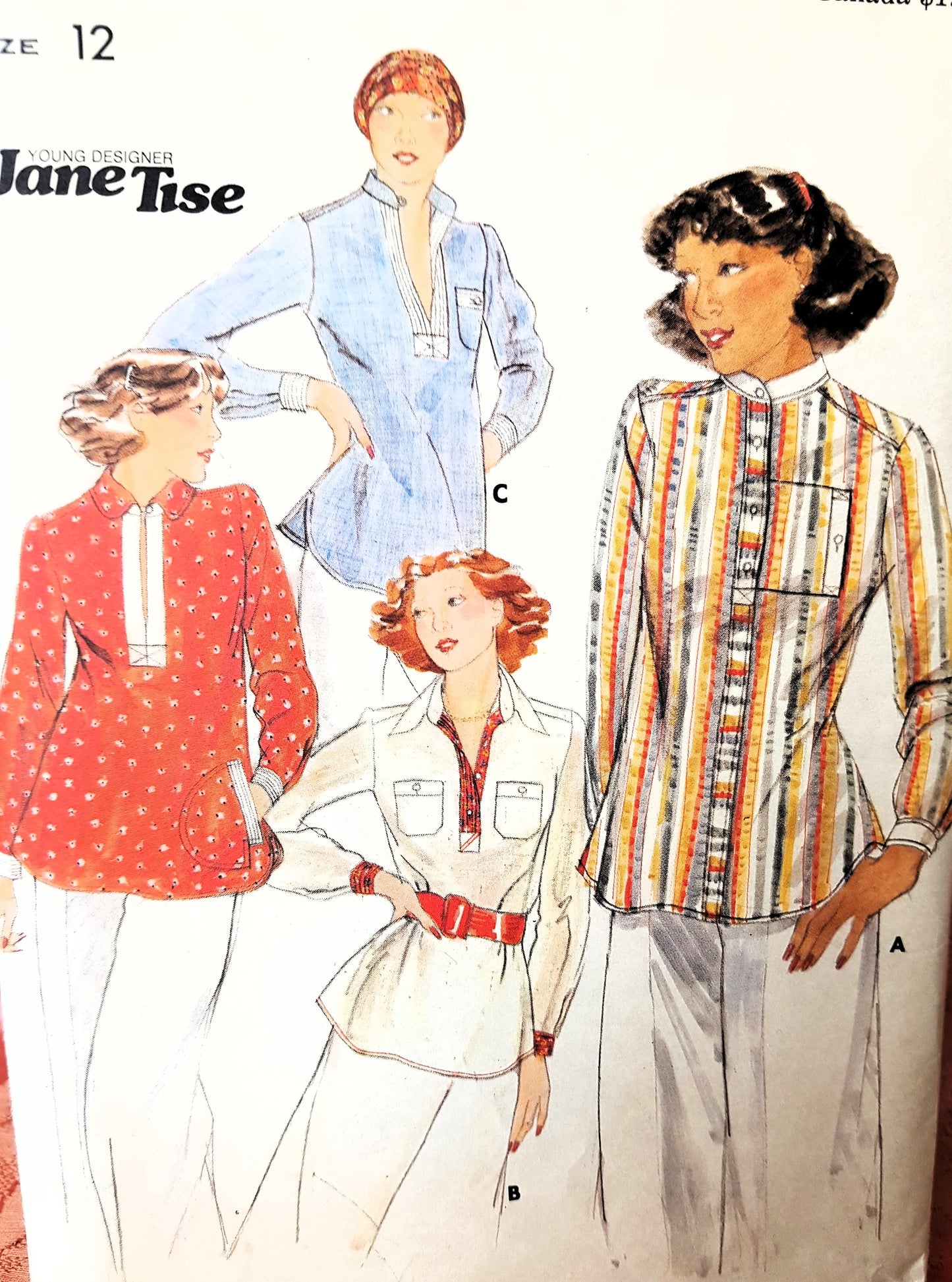 1970s RETRO Jane Tise Designer For Sweet Baby Jane, Set of Blouses Pattern BUTTERICK 4684 Bust 34 Vintage Sewing Pattern