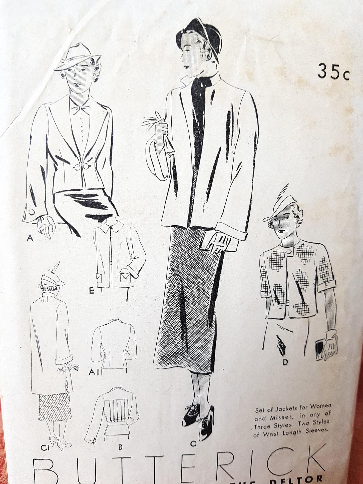 1930s ART DECO Set of Jackets Pattern BUTTERICK 6660 Three Fabulous styles, Stunning Design Details, Bust 36 Vintage Sewing FACTORY FOLDED
