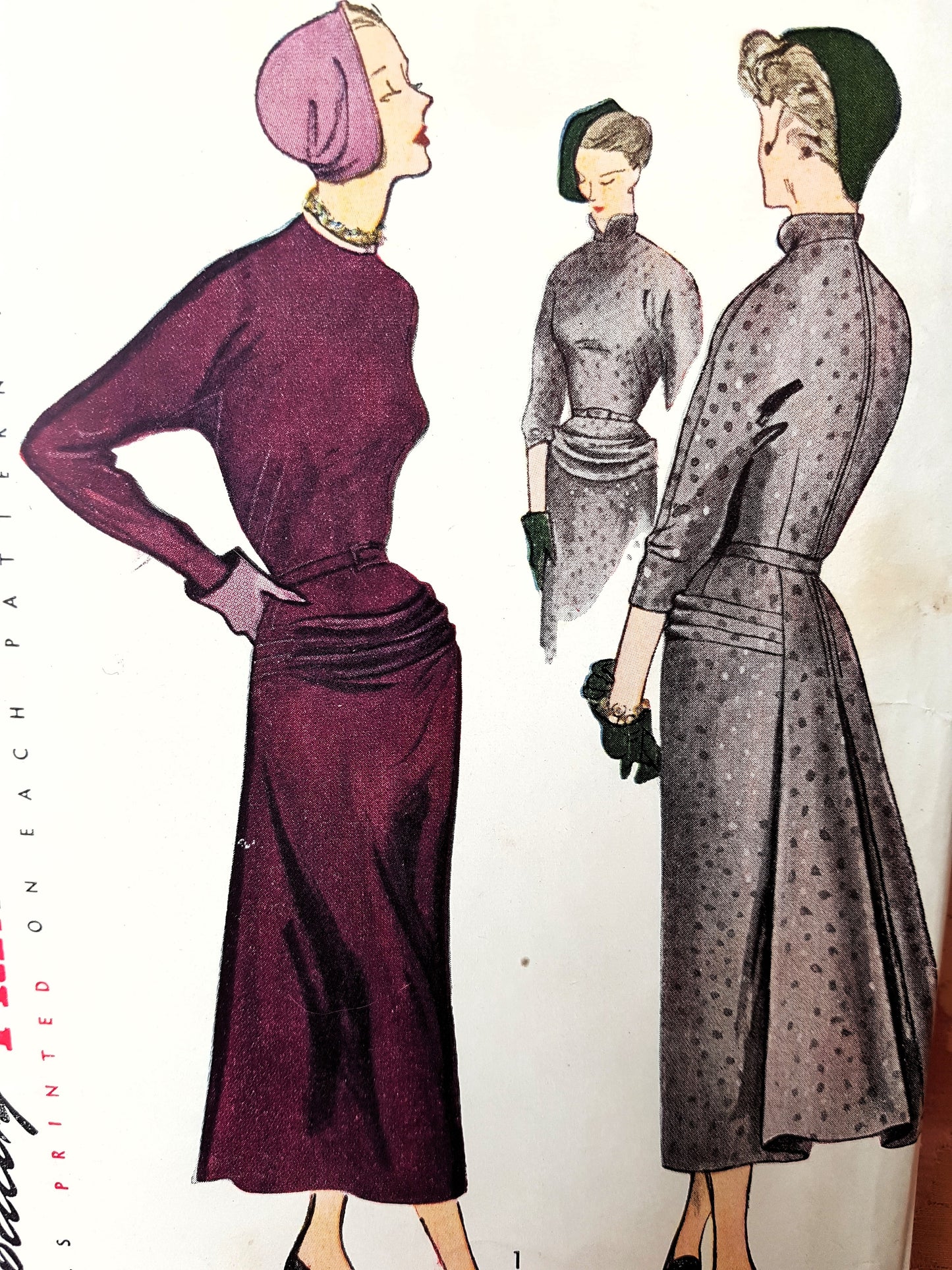1940s STUNNING Evening Dinner Party Dress Pattern SIMPLICITY 3038 High Couture Design Details Bust 32 Vintage Sewing Pattern FF