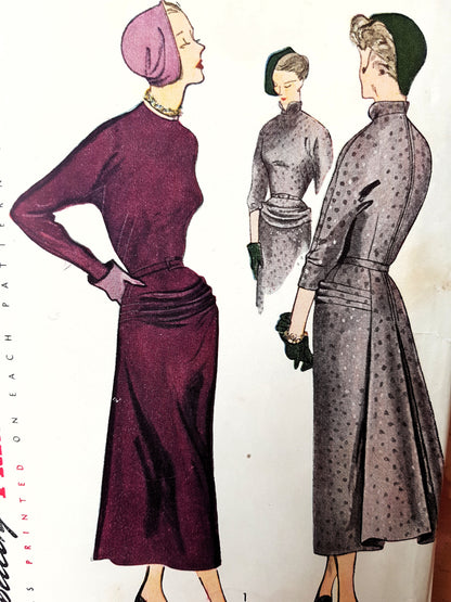 1940s STUNNING Evening Dinner Party Dress Pattern SIMPLICITY 3038 High Couture Design Details Bust 32 Vintage Sewing Pattern FF