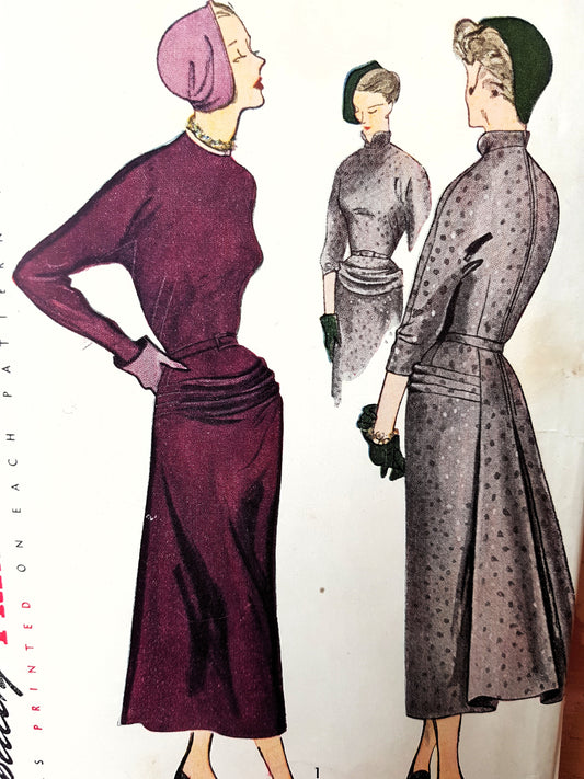1940s STUNNING Evening Dinner Party Dress Pattern SIMPLICITY 3038 High Couture Design Details Bust 32 Vintage Sewing Pattern FF