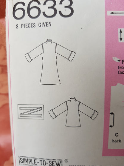 1970s FAB Front-Wrap Coat in Two Lengths Pattern SIMPLICITY 6633 Classy Jacket or Coat, Bust 38 Easy To Sew Jiffy Vintage Sewing Pattern FF