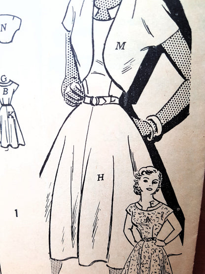 1950s PRETTY Dress and Bolero Jacket Pattern CLOTILDE 3126 Bust 32 Vintage Sewing Pattern FF