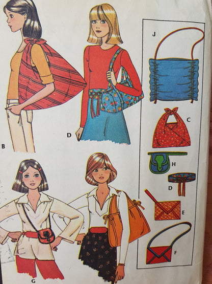 1970s RETRO Bags and Belts Six Styles Bag Three Styles Belts Pattern McCALLs 5022 Fabulous Accessories Vintage Sewing Pattern