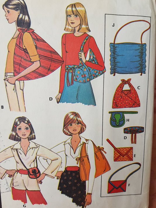 1970s RETRO Bags and Belts Six Styles Bag Three Styles Belts Pattern McCALLs 5022 Fabulous Accessories Vintage Sewing Pattern