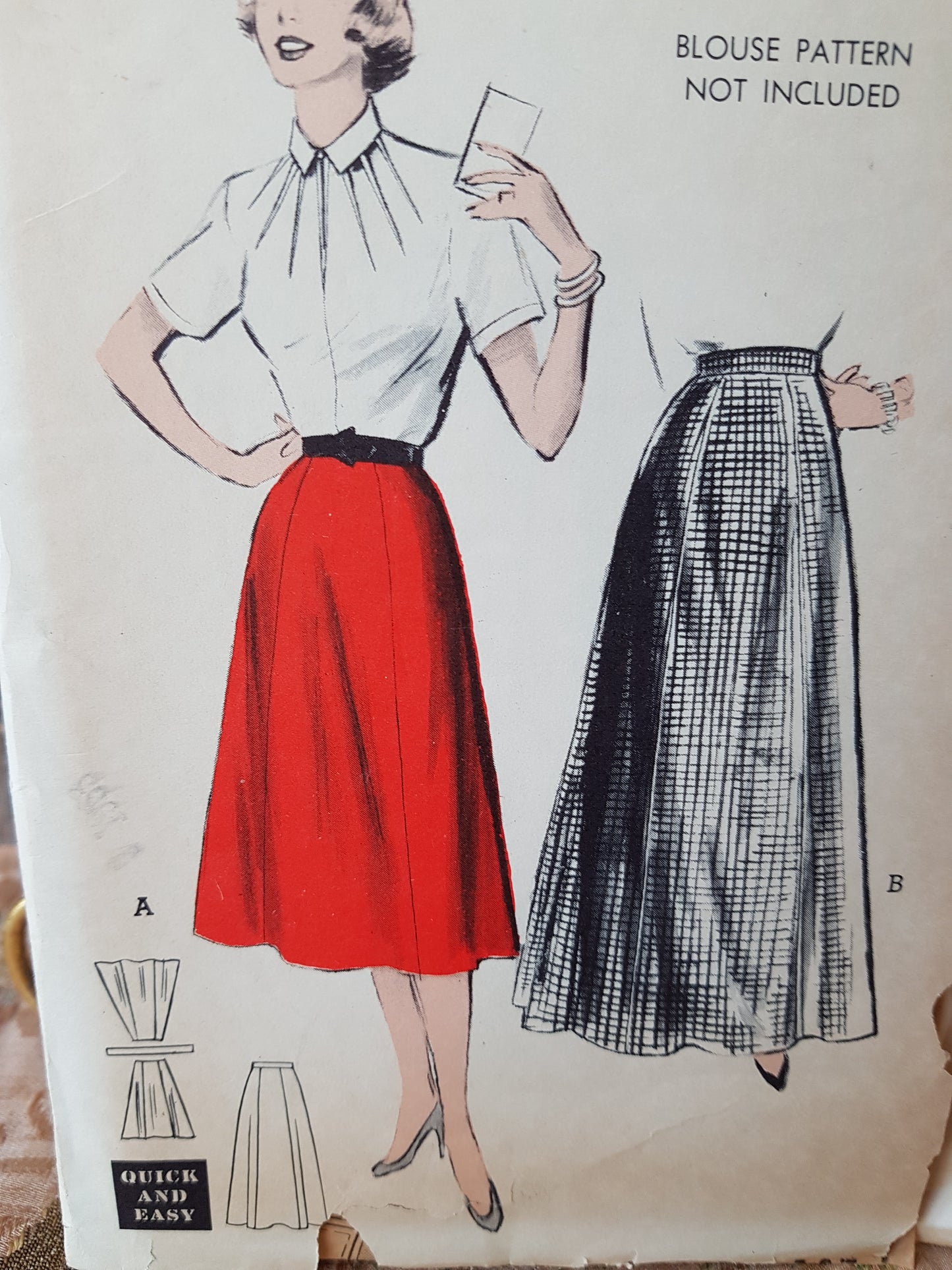 1950s FIGURE FLATTERING Six Gore Skirt Pattern BUTTERICK 6003 Day or Evening Lengths, Waist 30, Quick and Easy Vintage Sewing Pattern FF