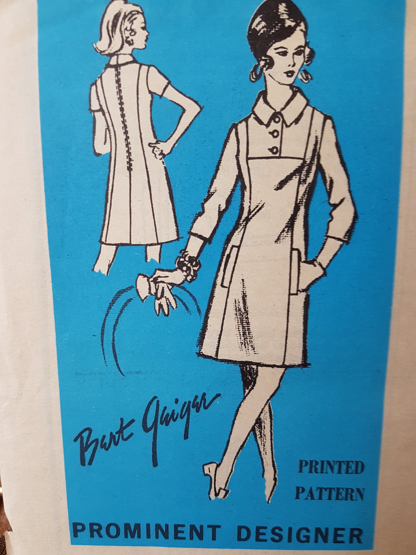 1960s MOD Bert Geiger Dress Pattern PROMINENT Designer 574 Two Style Versions, Bust 34 Vintage Sewing Pattern FF