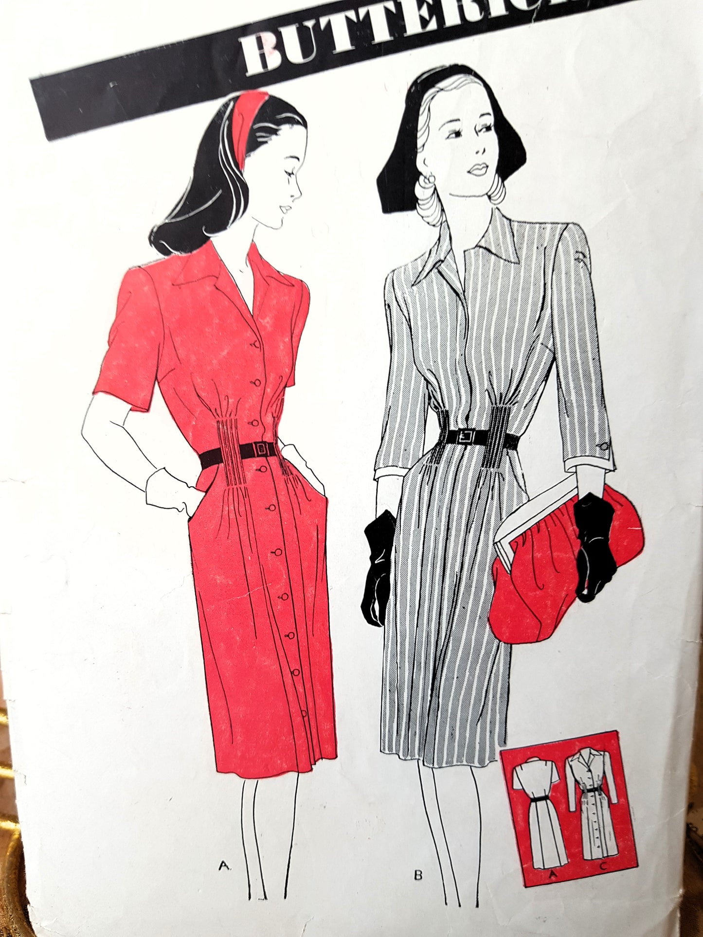 1940s EYE CATCHING Tailored Dress Pattern BUTTERICK 2939 Beautifully Tailored Coat Dress, Bust 32 Vintage Sewing Pattern