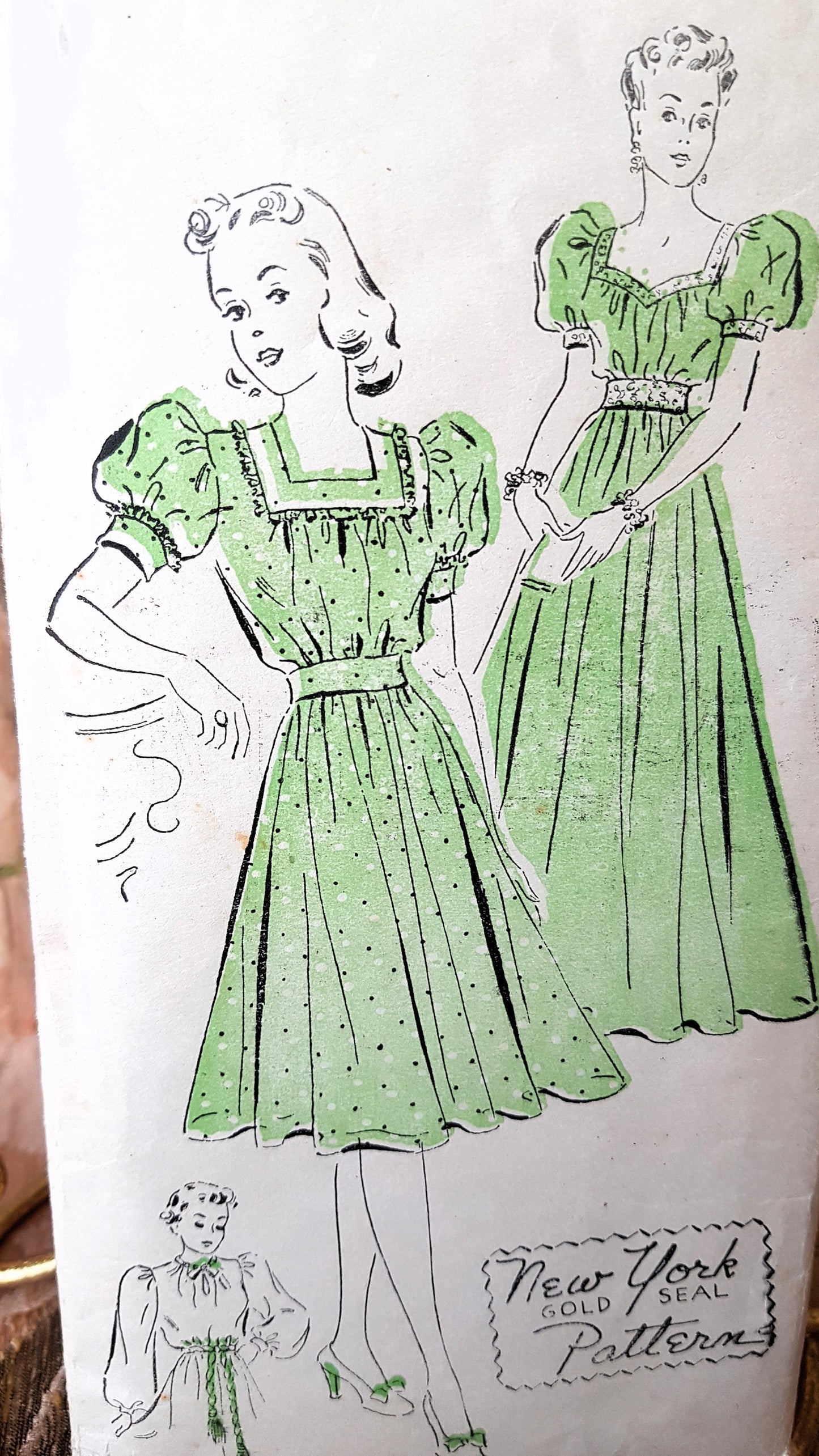 1940s LOVELY Day or Evening Gown Pattern NEW YORK 1397 Three Beautiful Styles, Bust 32 Vintage Sewing Pattern FF Vintage Sewing Pattern
