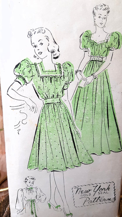 1940s LOVELY Day or Evening Gown Pattern NEW YORK 1397 Three Beautiful Styles, Bust 32 Vintage Sewing Pattern FF Vintage Sewing Pattern
