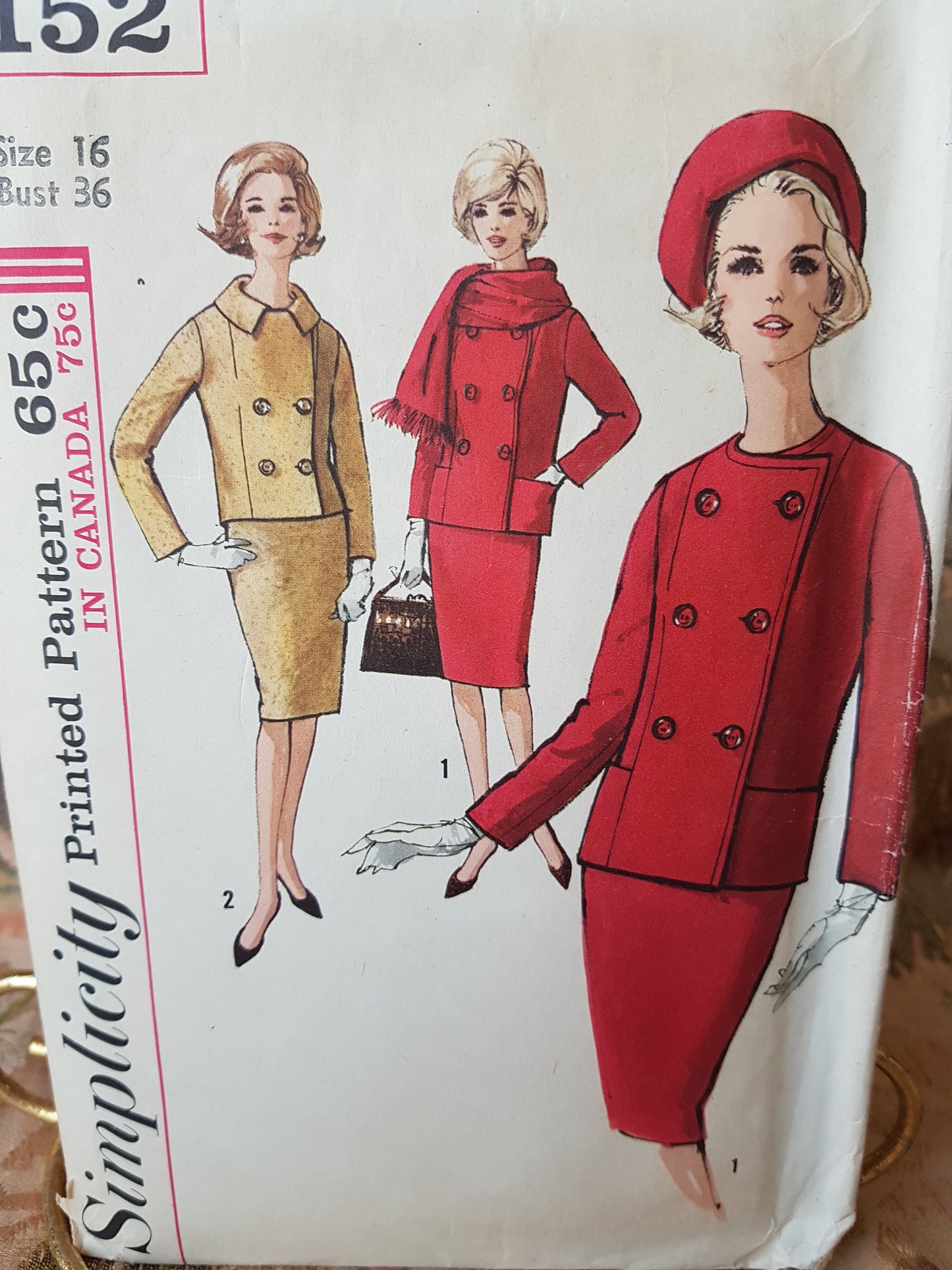 Early 1960s CLASSY Suit and Scarf Pattern SIMPLICITY 5152 Two Fabulous Style Versions, Bust 36 Vintage Sewing Pattern