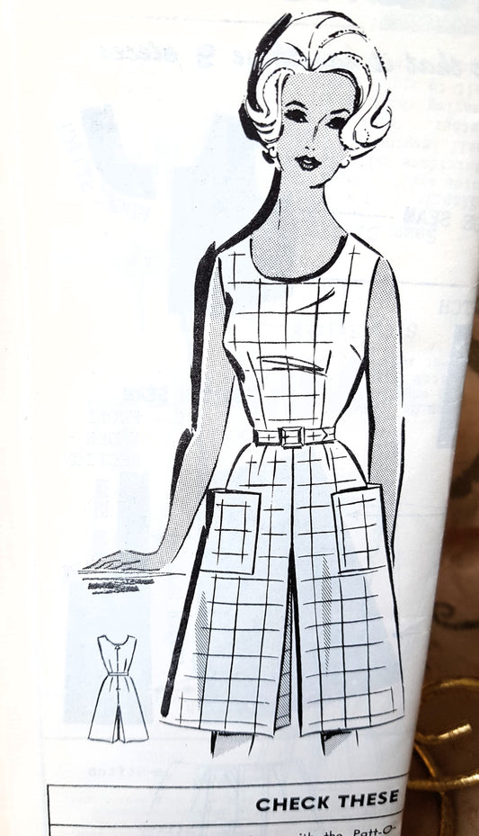 Early 1960s STYLISH Culotte Dress Pattern PATT-O-RAMA 8298 Bust 35 Vintage Sewing Pattern FACTORY FOLDED