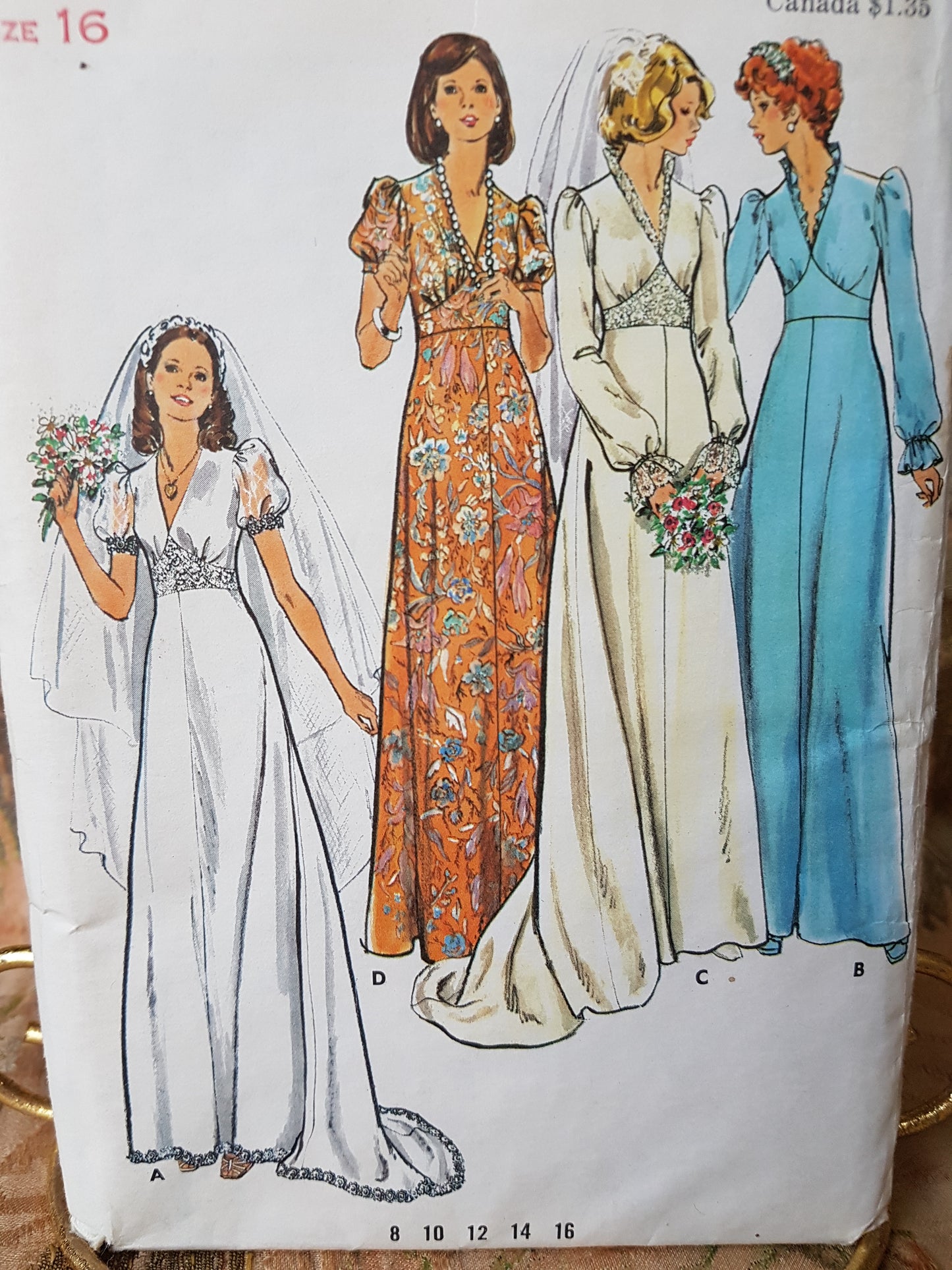 1970s BEAUTIFUL Bridal Dress Wedding Gown Pattern BUTTERICK 3774 Lovely V Neckline Long Train Version Bust 38 Vintage Sewing Pattern FACTORY FOLDED