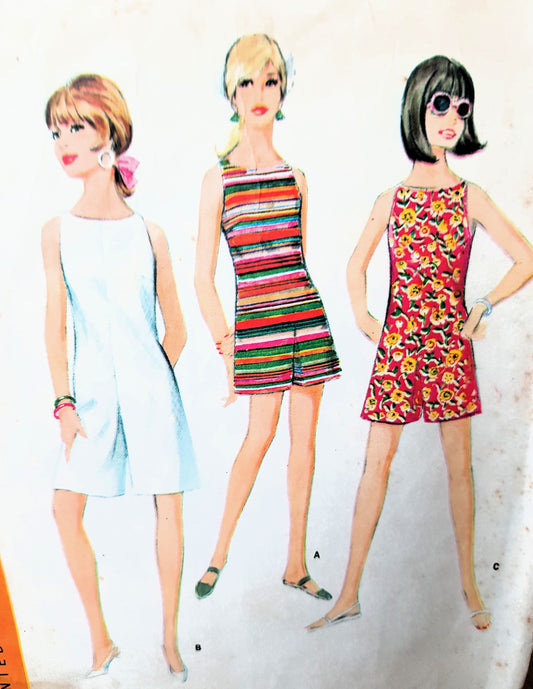 1960s MOD Culotte Dress in Two Lengths Pattern McCALLs 8815 Three Cute Versions, Bust 31 Vintage Sewing Pattern
