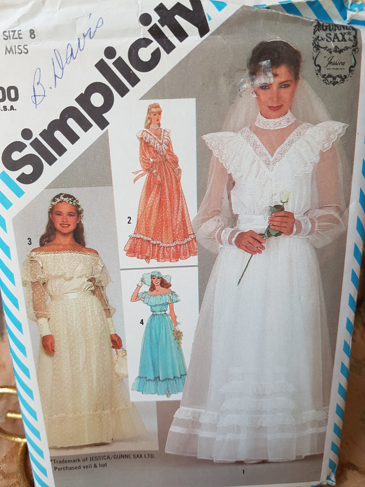 1980s ROMANTIC Gunne Sax by Jessica Wedding Gown Bridesmaid Dress Pattern SIMPLICITY 6361 Four Beautiful Versions Bust 31 Vintage Sewing Pattern FF