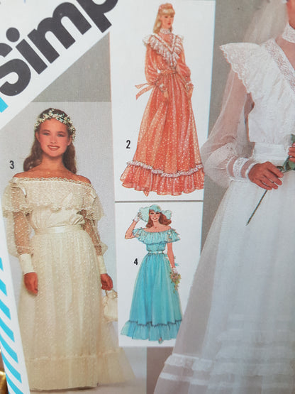 1980s ROMANTIC Gunne Sax by Jessica Wedding Gown Bridesmaid Dress Pattern SIMPLICITY 6361 Four Beautiful Versions Bust 31 Vintage Sewing Pattern FF