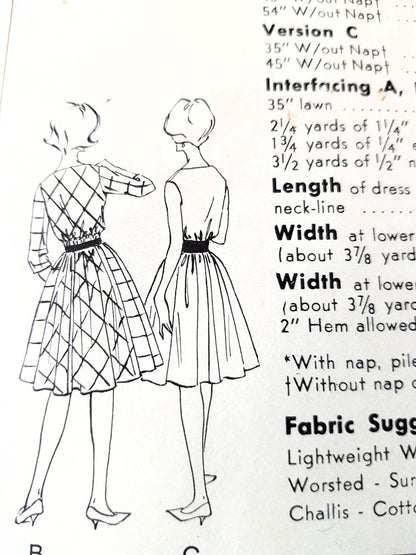 EARLY 1960s Dress Pattern VOGUE 5682 Full Skirt Bateau Neckline, Day or Cocktail Party Dress, Bust 34 Vintage Sewing Pattern FF