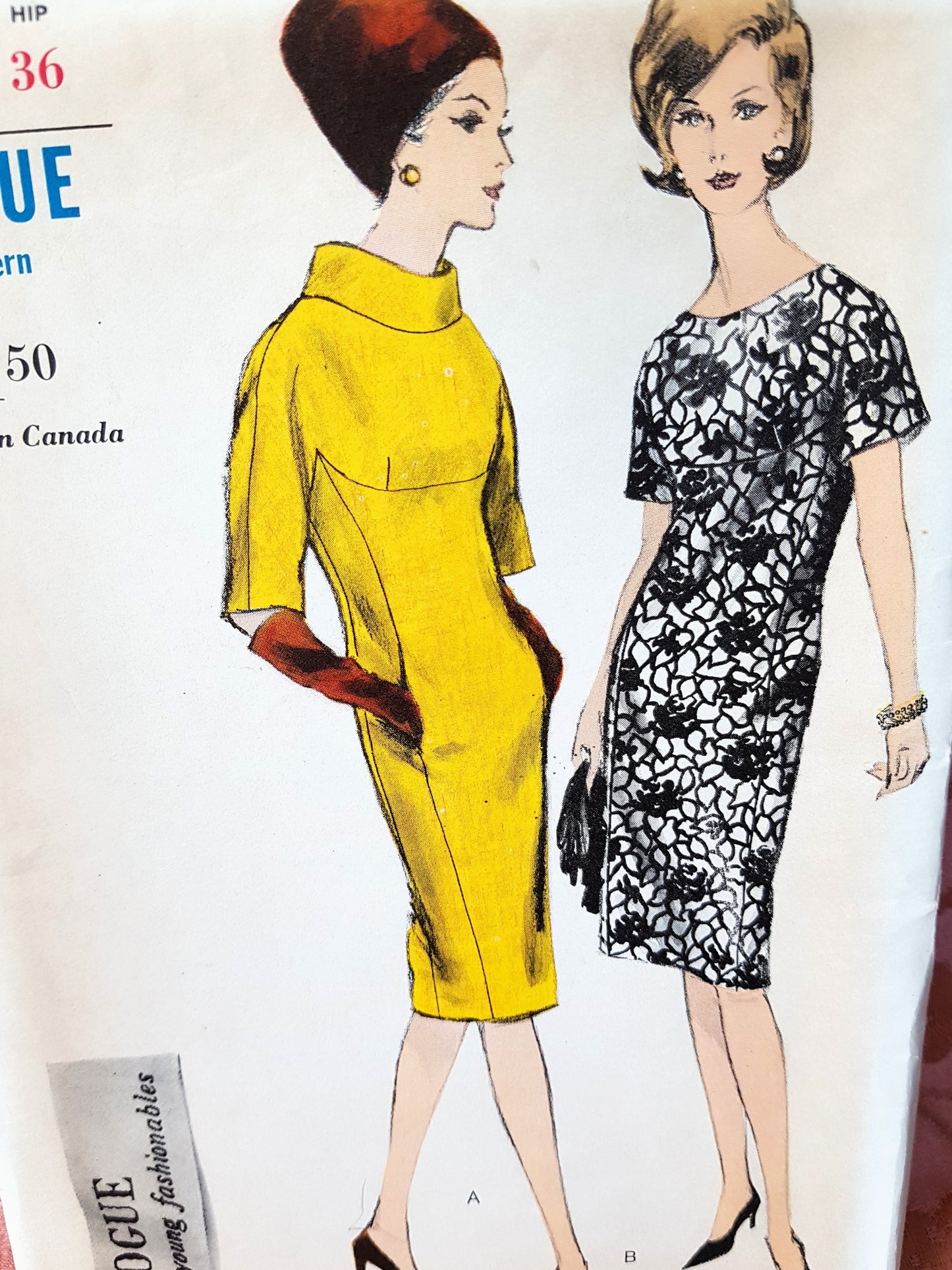 CLASSY Early 1960s Slim Dress Pattern VOGUE 6074 Beautiful Design, Bust 34 Vintage Sewing Pattern FF