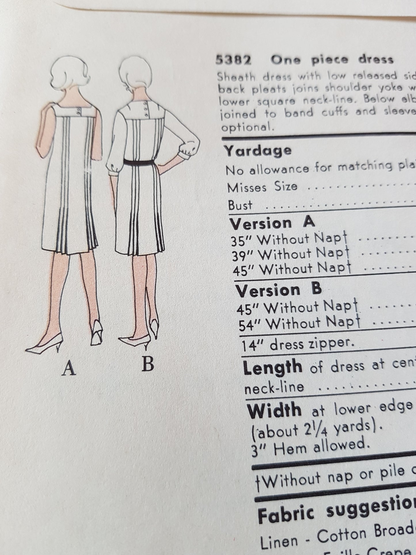 Early 1960s LOVELY Sheath Dress Pattern VOGUE 5382 Two Neckline Styles, Bust 34 Vintage Sewing Pattern FF