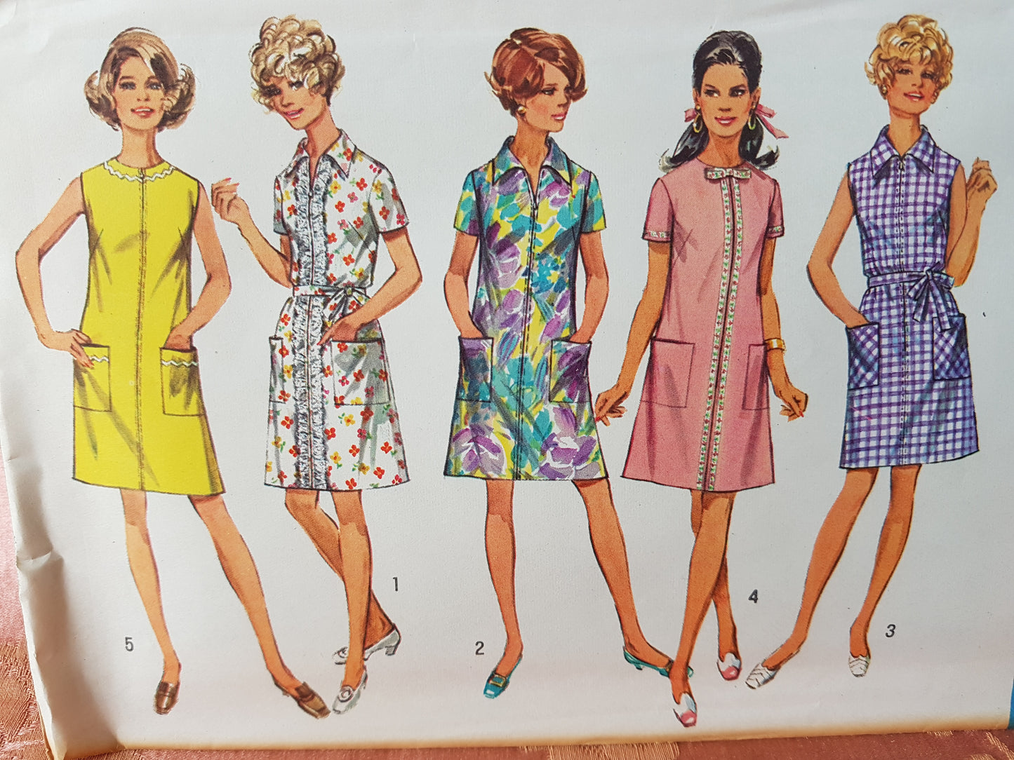 1960s Easy A LINE Dress Pattern SIMPLICITY 8285 Five Style Versions Bust 34 Vintage Sewing Pattern FF