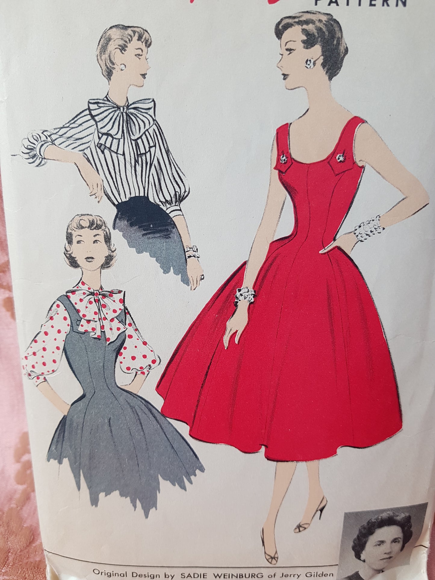 1950s BEAUTIFUL Princess Jumper or Dress and Blouse Pattern ADVANCE 6923 Fit n Flare Dress or Jumper, Bow Tie Soft Blouse Bust 32 American Designer Vintage Sewing Pattern