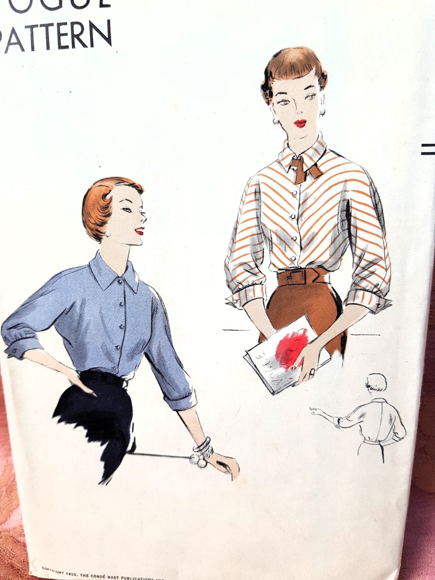 1950s CLASSIC Style Blouse Pattern VOGUE 7115 Two Style Versions Bust 32 Easy To Make Vintage Sewing Pattern FF