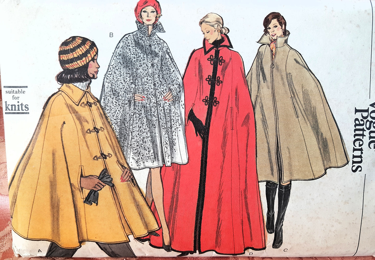 FABULOUS 1970s Cape Coat Pattern Very Easy VOGUE 8416 Four Lengths and Versions Bust 34-36 Vintage Sewing Pattern FF