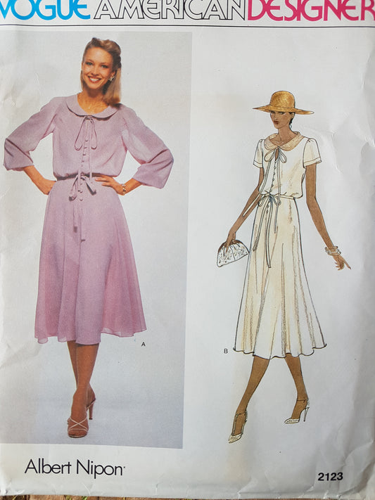 1970s BEAUTIFUL Albert Nipon, Dress and Slip Pattern VOGUE American Designer Bust 34 Vintage Sewing Pattern FF