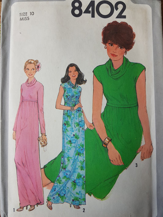 FABULOUS 1970s Evening Gown or Day Dress Pattern SIMPLICITY 8402 Cowl Neckline and Empire Waist, Bust 32 Vintage Sewing Pattern FACTORY FOLDED