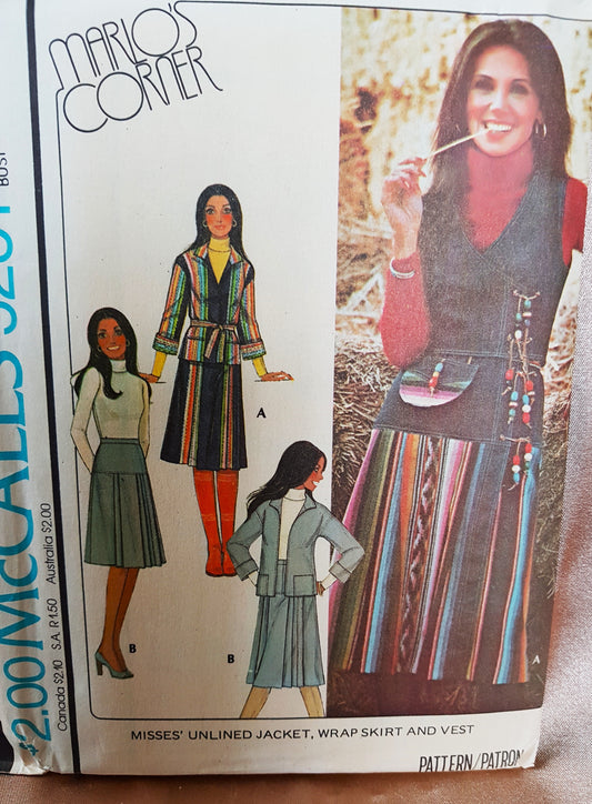 1970s WONDERFUL Wrap Jacket,Skirt, Vest Pattern McCALLs 5251Lovely Designs Bust 34 Vintage Sewing Pattern FF