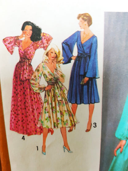 1970s BEAUTIFUL Evening Cocktail Party Dress Pattern SIMPLICITY 9297 Four Lovely Versions, 2 Lengths, Bust 36 Vintage Sewing Pattern FF