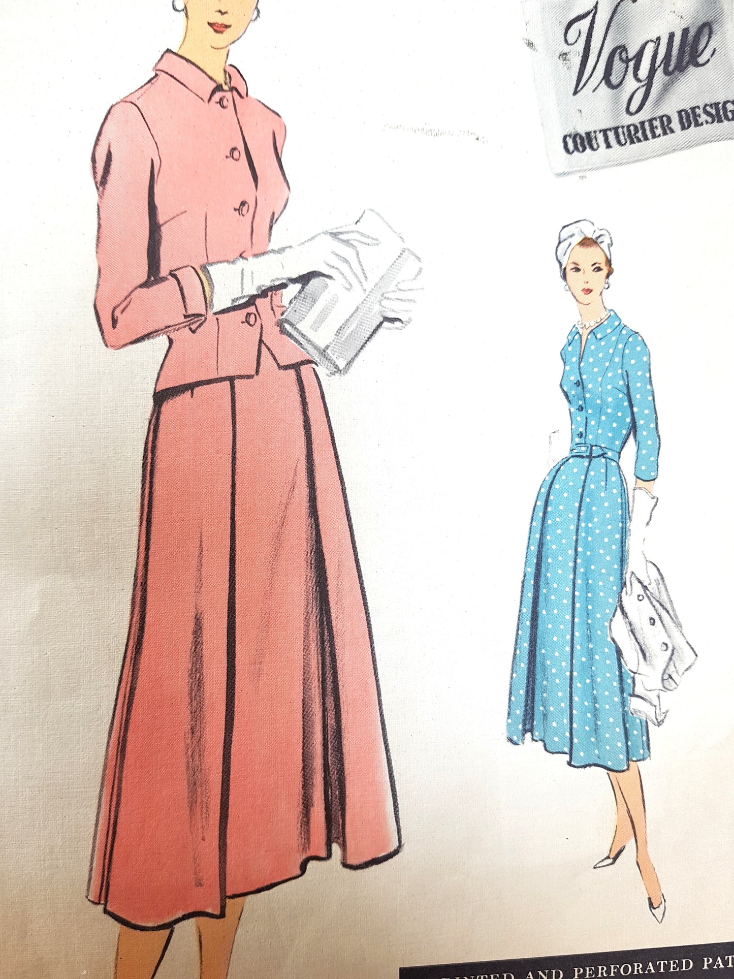 1950s DIOR Style Lovely Dress and Fitted Jacket Pattern VOGUE Couturier Design 954 Bust 38 Vintage Sewing Pattern FACTORY FOLDED