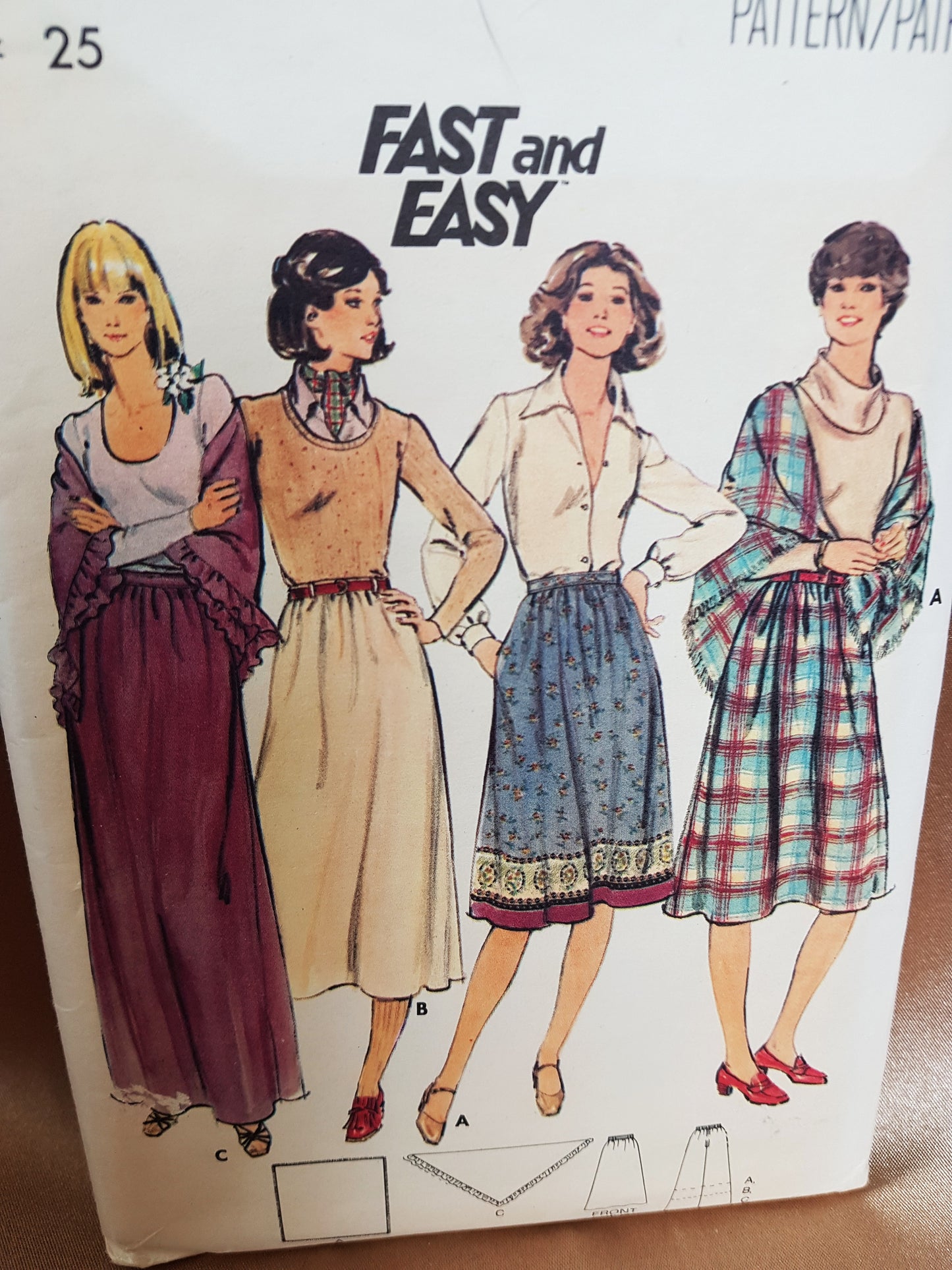 1970s WONDERFUL Dirndl Skirt and Shawls Pattern BUTTERICK 5130 Flattering Skirt Comes in 3 Lengths, 2 Shawl Styles, Waist 25 Vintage Sewing Pattern