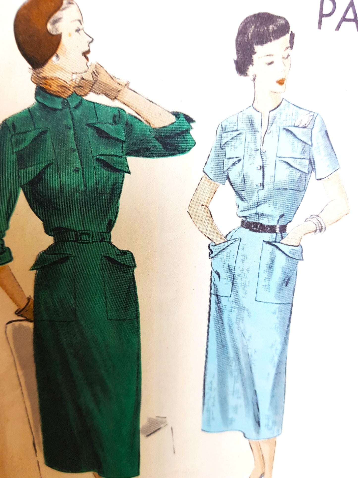 CHIC Late 1940s Dress Pattern VOGUE 6902 Smart Style Details, Bust 32 Vintage Sewing Pattern
