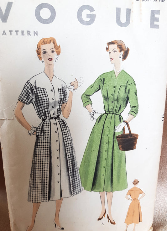 1950s LOVELY Dress Pattern VOGUE 8044 Eye Catching Design, Bust 32 Vintage Sewing Pattern FF