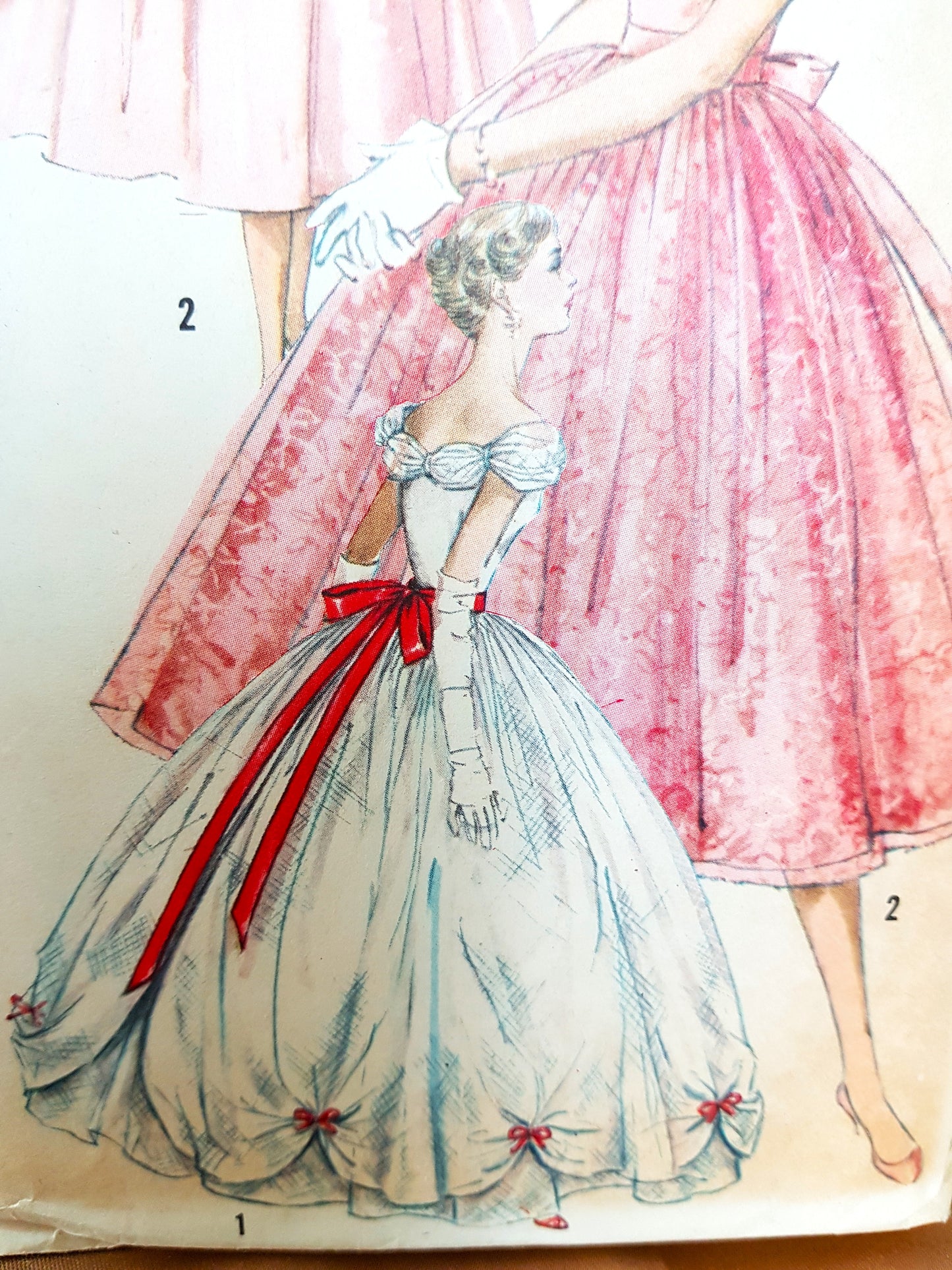 1950s DREAMY Evening Dress Gown In 2 Lengths Pattern SIMPLICITY 1770 Beautiful Dress with Overskirt, Bust 32 Vintage Sewing Pattern Factory Folded