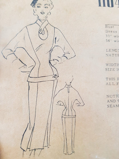 1950s STUNNING Middy Style Dress Unique Keyhole Neckline Pattern MODES ROYALE 1104 Dolman Sleeved Dress, Bust 30 Vintage Sewing Pattern