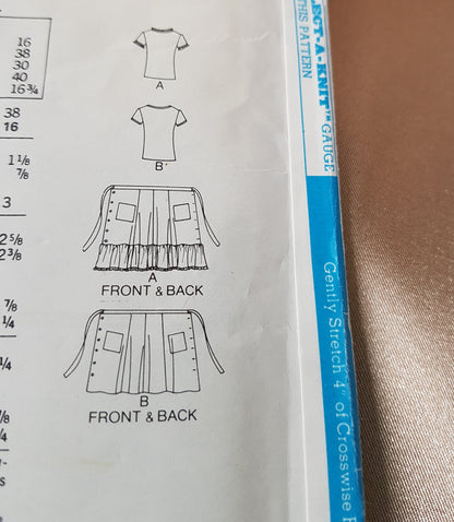 1970s CUTE T Shirt Top and Front Button Flared Wrap Skirt Pattern BUTTERICK 4761 Two Wonderful Skirt Styles Bust 34 Vintage Sewing Pattern