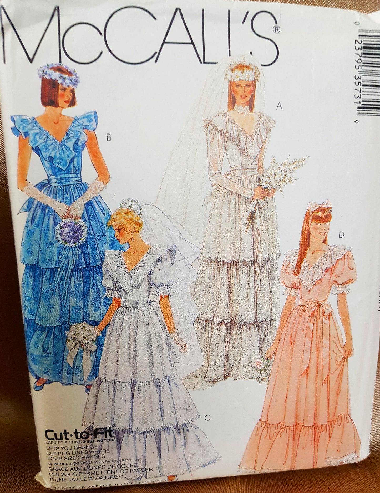 1980s ROMANTIC Bridal or Bridesmaids Wedding Gown Pattern McCALLs 3573 Four Beautiful Versions, Bust 30.5-32.5 Vintage Sewing Pattern FF