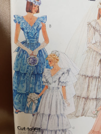 1980s ROMANTIC Bridal or Bridesmaids Wedding Gown Pattern McCALLs 3573 Four Beautiful Versions, Bust 30.5-32.5 Vintage Sewing Pattern FF