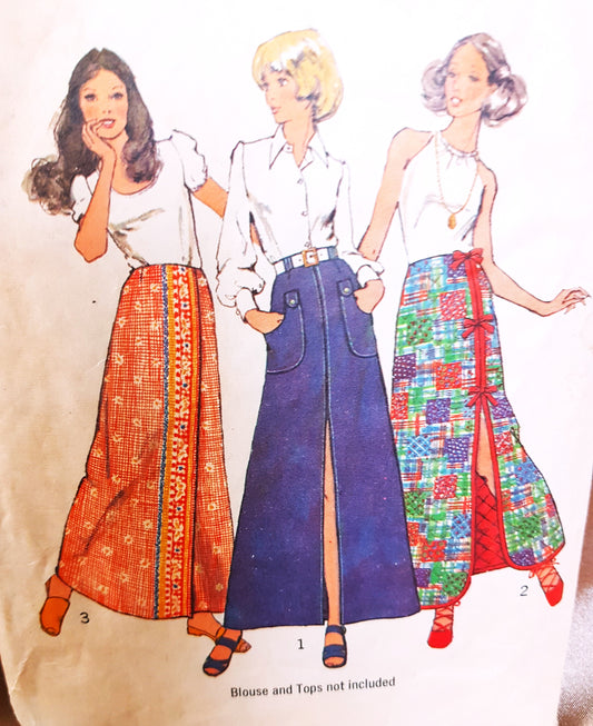 WONDERFUL 1970s Maxi Skirt Pattern SIMPLICITY 5024 Three Styles Size 12 Waist 26-1/2 Vintage Sewing Pattern