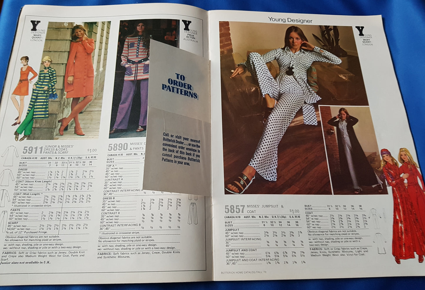 FABULOUS 1970s Vintage BUTTERICK Patterns Catalog Book - Fall 1970 Fashions - Featured Designer Mary Quant, Wonderful Vintage Fashions