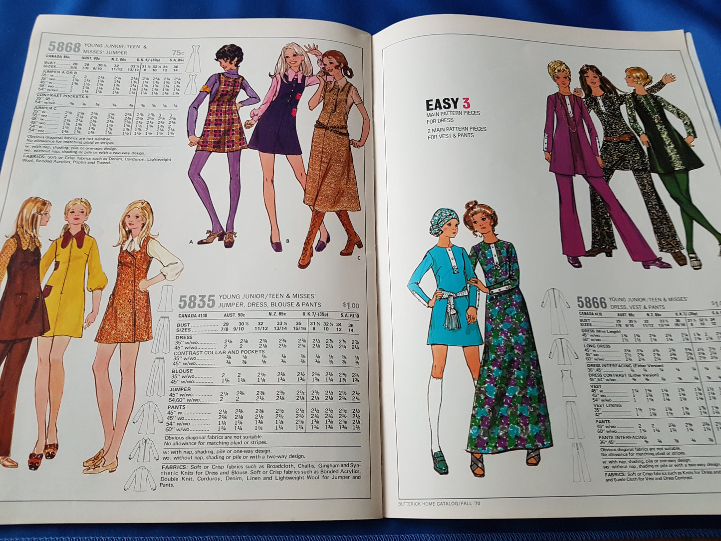 FABULOUS 1970s Vintage BUTTERICK Patterns Catalog Book - Fall 1970 Fashions - Featured Designer Mary Quant, Wonderful Vintage Fashions