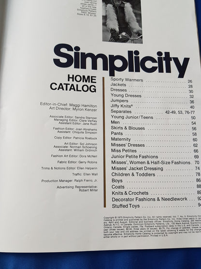 FABULOUS 1970s Vintage SIMPLICITY Patterns Home Catalog Book - Fall and Winter 1973 Fashions -Wonderful Catalog of Retro Fashions