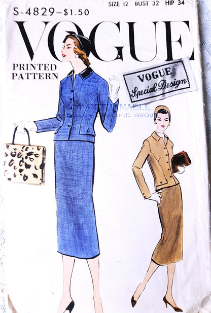 1950s STUNNING Suit Pattern VOGUE Special Design 4829 Bust 32 Vintage Sewing Pattern