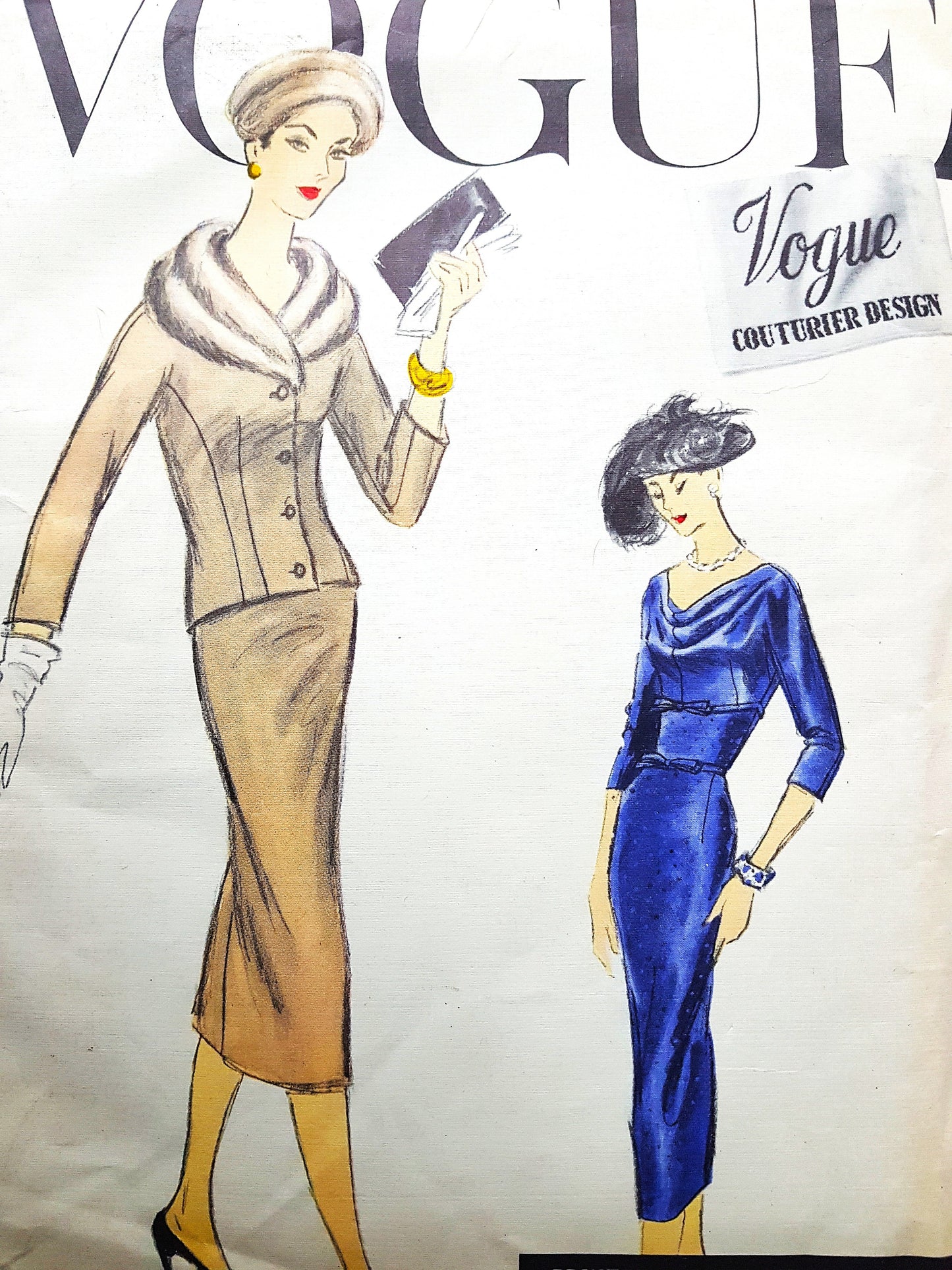 1950s CHIC Dress and Jacket Day or Evening Pattern VOGUE Couturier Design 936 Bust 38 Vintage Sewing Pattern FACTORY FOLDED